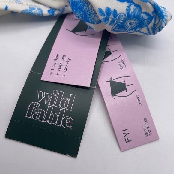 Wild Fable Womens Blue White Floral Cheeky Bikini Bottom with Side Slits Size XS - Picture 2 of 5